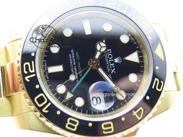MiroTime 0116 RelaxedFit GMT-Master II 116718 LN Bp-Maker Best Edition YG Wrapped Bezel Black Dial On YG Bracelet ETA 3988